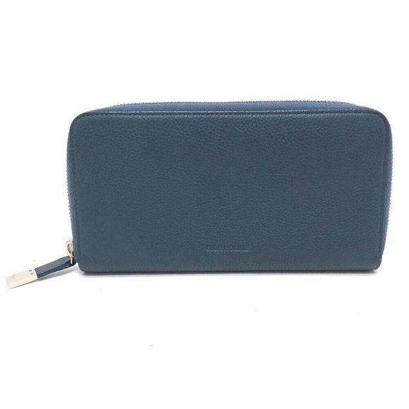 DIOR HOMME logo Zip Around Saif Long Wallet Leather Navy/SilverHardware - Picture 1 of 16